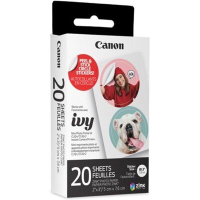 Canon USA 4967C001 Zink Pre-Cut Circle Sticker Paper Pack - 20 Sheets Canon USA 4967C001 Zink Pre-Cut Circle Sticker Paper Pack - 20 Sheets