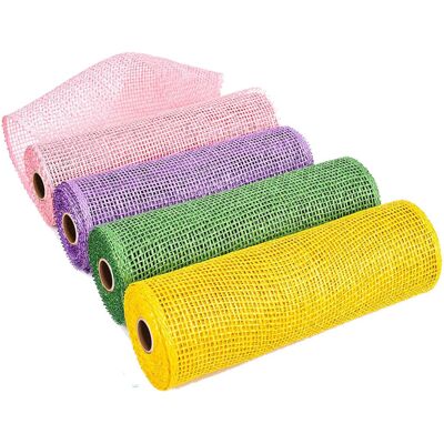 Jojomino 4 Rolls 10 Inch x 5 Yard Easter Mesh Ribbons Poly Burlap Mesh Ribbon DIY Crafts Jojomino 4 Rolls 10 Inch x 5 Yard Easter Mesh Ribbons Poly Burlap Mesh Ribbon DIY Crafts