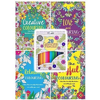 BG Colour Therapy Anti-Stress Adult Colouring Books Set of 4 + 20 Premium Colouring BG Colour Therapy Anti-Stress Adult Colouring Books Set of 4 + 20 Premium Colouring