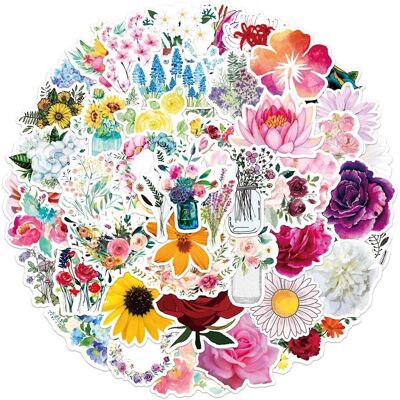 Mascot 100pcs Flower Stickers Pack for Water Bottle, Cute, Vinyl, Aesthetic, Trendy,Hyd Mascot 100pcs Flower Stickers Pack for Water Bottle, Cute, Vinyl, Aesthetic, Trendy,Hyd