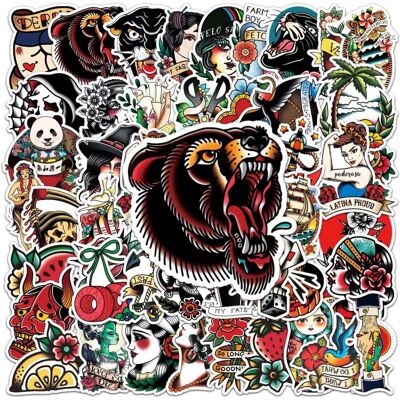 Mascot 50 "Tattoo Stickers" Graffiti Vinyl Waterproof Stickers Colorful Sticker Pack La Mascot 50 "Tattoo Stickers" Graffiti Vinyl Waterproof Stickers Colorful Sticker Pack La