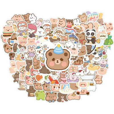Tianfu Cartoon 100Pcs Cute Kawaii Korean Bear Sticker, Waterproof Vinyl Aesthetic Stick Tianfu Cartoon 100Pcs Cute Kawaii Korean Bear Sticker, Waterproof Vinyl Aesthetic Stick