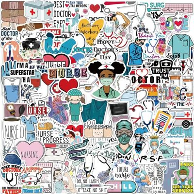Tianfu 100PCS Nurse Stickers,Waterproof Nursing Sticker for Water Bottles, Vinyl Medica Tianfu 100PCS Nurse Stickers,Waterproof Nursing Sticker for Water Bottles, Vinyl Medica
