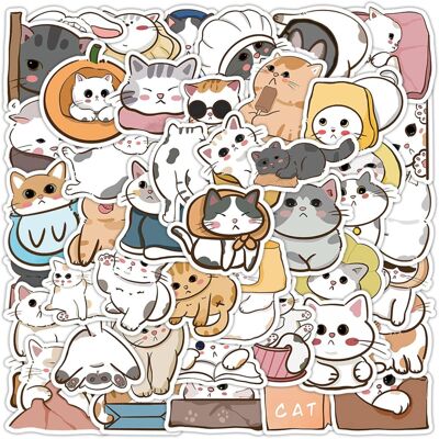 Mascot 60Pcs Cartoon Cat Stickers for Kids Vinyl Waterproof Animals Stickers for Water Mascot 60Pcs Cartoon Cat Stickers for Kids Vinyl Waterproof Animals Stickers for Water