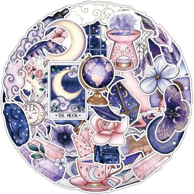 Mascot 50 PCS Midnight Magic Moon Stickers Water Bottle Stickers Teen Girls Kids Waterp Mascot 50 PCS Midnight Magic Moon Stickers Water Bottle Stickers Teen Girls Kids Waterp