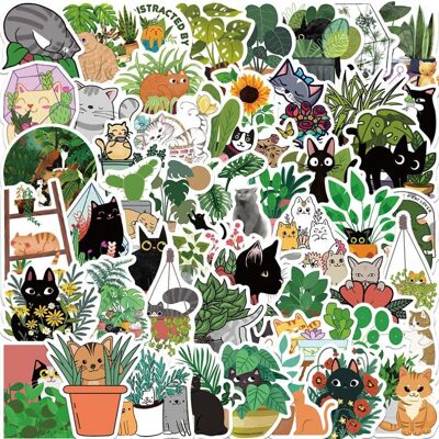Mascot 50 Pack Plant Cat Stickers Green Potted Water Bottle Notebook Phone Motorcycle G Mascot 50 Pack Plant Cat Stickers Green Potted Water Bottle Notebook Phone Motorcycle G