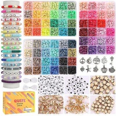 Unbranded 9000pcs Clay Beads For Jewelry Making Kit, 96 Colors Spacer Heishi Beads Flat Ro Unbranded 9000pcs Clay Beads For Jewelry Making Kit, 96 Colors Spacer Heishi Beads Flat Ro