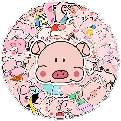 Tianfu Pink Pig Vinyl Stickers 50 Pcs Cartoon Waterproof Stickers for Water Bottle Lapt Tianfu Pink Pig Vinyl Stickers 50 Pcs Cartoon Waterproof Stickers for Water Bottle Lapt