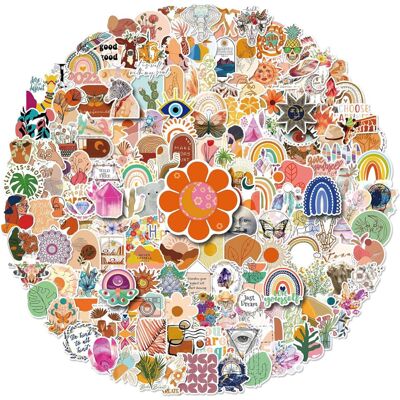 Tianfu 200 Pcs Boho Aesthetic Stickers Minimalist Abstract Line Art Decor for Water Bot Tianfu 200 Pcs Boho Aesthetic Stickers Minimalist Abstract Line Art Decor for Water Bot