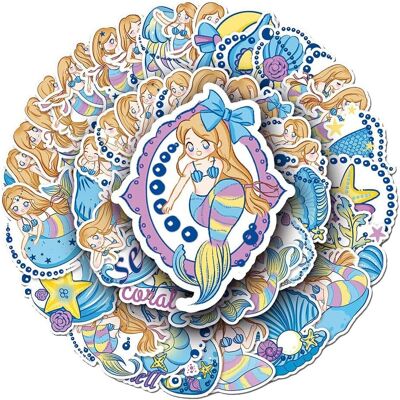 Tianfu Lovely Mermaid Stickers for Teens Kids 50 PcsCartoon Waterproof Stickers for Lap Tianfu Lovely Mermaid Stickers for Teens Kids 50 PcsCartoon Waterproof Stickers for Lap