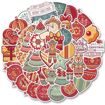 Tianfu 48 PCS Christmas Stickers, Santa Claus Stickers Set Waterproof Vinyl Christmas H Tianfu 48 PCS Christmas Stickers, Santa Claus Stickers Set Waterproof Vinyl Christmas H