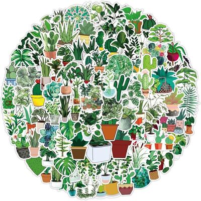 Tianfu 100Pcs Vivid Natural Green Plant Stickers Potted Sage Cactus Fern Floral Aesthet Tianfu 100Pcs Vivid Natural Green Plant Stickers Potted Sage Cactus Fern Floral Aesthet