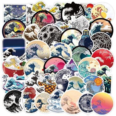 TIANCI Kanagawa Stickers 50pcs Jumbo Wave Stickers for Teens Kids Adults Waterproof Vin TIANCI Kanagawa Stickers 50pcs Jumbo Wave Stickers for Teens Kids Adults Waterproof Vin