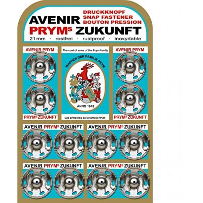 Prym - Sew On Metal Snap Fasteners - Silver - 12-pack - Snap fasteners Prym - Sew On Metal Snap Fasteners - Silver - 12-pack - Snap fasteners