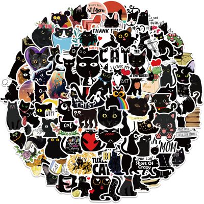 TIANCI Cat Stickers 100PCS,Black Cat Stickers Pack,Kawaii Cute Stickers for Adults,Wate TIANCI Cat Stickers 100PCS,Black Cat Stickers Pack,Kawaii Cute Stickers for Adults,Wate