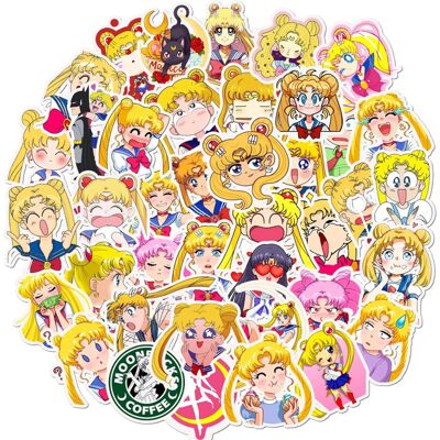 TIANCI 50Pcs Sailor Moons Stickers,Cute Moons Sticker Gifts Waterproof Vinyl Decal for TIANCI 50Pcs Sailor Moons Stickers,Cute Moons Sticker Gifts Waterproof Vinyl Decal for