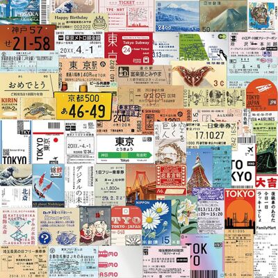 TIANCI 60pcs Tokyo Travel Stamps Stickers for Teens Laptops,Vintage Aesthetic Postage S TIANCI 60pcs Tokyo Travel Stamps Stickers for Teens Laptops,Vintage Aesthetic Postage S
