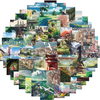 TIANCI 60pcs Anime Scenery Stickers,Aesthetic Vinyl Decals for Teens Boys Girls Journal TIANCI 60pcs Anime Scenery Stickers,Aesthetic Vinyl Decals for Teens Boys Girls Journal
