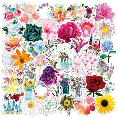 TIANCI Flower Stickers50pcs Cute,Waterproof,Aesthetic,Trendy Stickers for Teens,Perfect TIANCI Flower Stickers50pcs Cute,Waterproof,Aesthetic,Trendy Stickers for Teens,Perfect