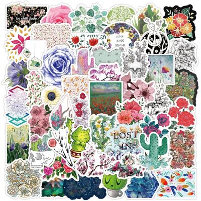 TIANCI 100Pcs Colorful Flowers Stickers Plant Floral Decals Vinyl Waterproof Flower Sti TIANCI 100Pcs Colorful Flowers Stickers Plant Floral Decals Vinyl Waterproof Flower Sti