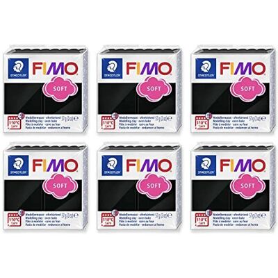 Staedtler FIMO Soft Polymer Oven Bake Modelling Clay - 57g Blocks - Set of 6 - Black Staedtler FIMO Soft Polymer Oven Bake Modelling Clay - 57g Blocks - Set of 6 - Black