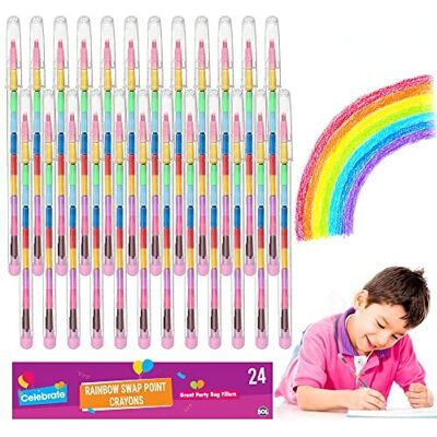 SOL 24pk Swap Point Crayon Rainbow Pencils Twistable Crayons, Mini Colouring Penci SOL 24pk Swap Point Crayon Rainbow Pencils Twistable Crayons, Mini Colouring Penci