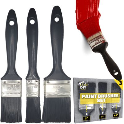 SOL 3-Pack Paint Brush Set: 1", 1.5", 2" Gloss Wood Brushes with No Loose Bristles, SOL 3-Pack Paint Brush Set: 1", 1.5", 2" Gloss Wood Brushes with No Loose Bristles,