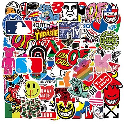 Yzwuyou 101pcs Skateboard Stickers Pack Non-Repeat Cool Sticker Pack Waterproof Reusable Yzwuyou 101pcs Skateboard Stickers Pack Non-Repeat Cool Sticker Pack Waterproof Reusable