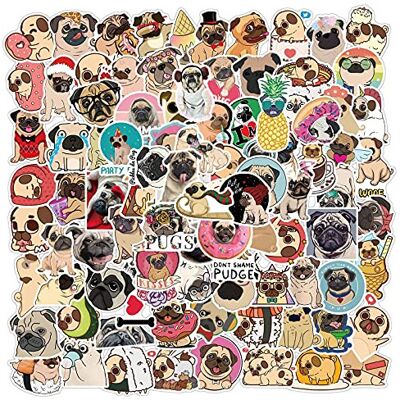 LYunMu 100 Pack Cute Pug Dog Stickers Kids Teens Adults Pug Lover Party Supplies Decora LYunMu 100 Pack Cute Pug Dog Stickers Kids Teens Adults Pug Lover Party Supplies Decora