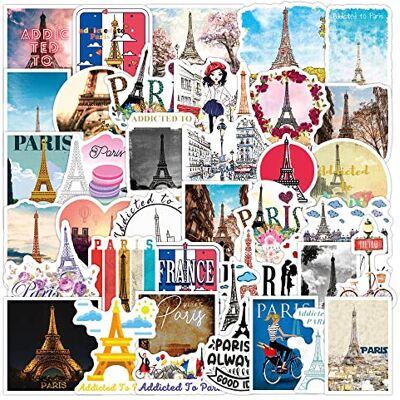 Barisc Paris Scenery Stickers 50Pcs, Vinyl Decals of Eiffel Tower for Kids Teens Adults Barisc Paris Scenery Stickers 50Pcs, Vinyl Decals of Eiffel Tower for Kids Teens Adults