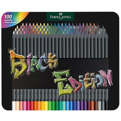 Faber Black Edition Colour Pencils, Tin of 100 Faber Black Edition Colour Pencils, Tin of 100