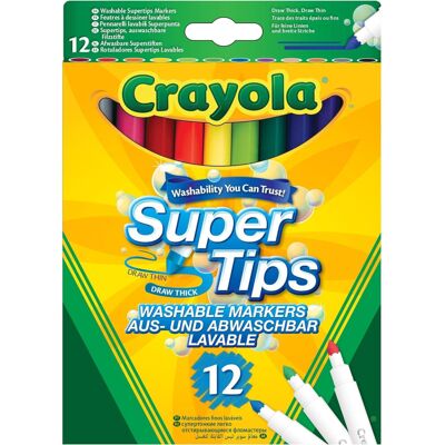 CRAYOLA SuperTips Washable Markers - Pack of 12 - Markers for Kids CRAYOLA SuperTips Washable Markers - Pack of 12 - Markers for Kids