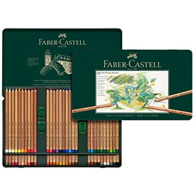 Faber Castell Tin of 60 Pitt Pastel Artists Colouring Pencils, High Colour Ideal Faber Castell Tin of 60 Pitt Pastel Artists Colouring Pencils, High Colour Ideal