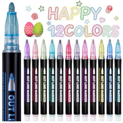 Lenski - GlitterOutline - 12 Colours - Gifts for Teens - Marker Pens Lenski - GlitterOutline - 12 Colours - Gifts for Teens - Marker Pens