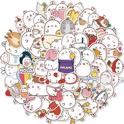 通用 Cute Stickers of Molang Rabbit 50 Pcs Kawaii Cartoon Chubby Rabbit Stickers Phon 通用 Cute Stickers of Molang Rabbit 50 Pcs Kawaii Cartoon Chubby Rabbit Stickers Phon
