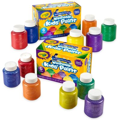 Crayola Washable Kids Paint Set (12ct) Classic and Glitter Paint for Kids Arts & Crayola Washable Kids Paint Set (12ct) Classic and Glitter Paint for Kids Arts &
