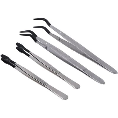 Tlily 4 Pcs of Rubber Tip Tweezers Set for Craft Laboratory Industrial Hobby Tweezers Tlily 4 Pcs of Rubber Tip Tweezers Set for Craft Laboratory Industrial Hobby Tweezers