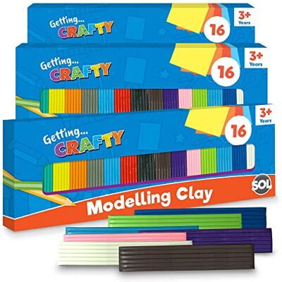 SOL 3pk Modelling Clay 16 Assorted Colours Clay Safe and Non Toxic Moulding Clay SOL 3pk Modelling Clay 16 Assorted Colours Clay Safe and Non Toxic Moulding Clay