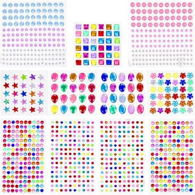 Kricely (As show, One size) 11 Sheets DIY Facial Acrylic Stickers Creative Crystal Diamo Kricely (As show, One size) 11 Sheets DIY Facial Acrylic Stickers Creative Crystal Diamo