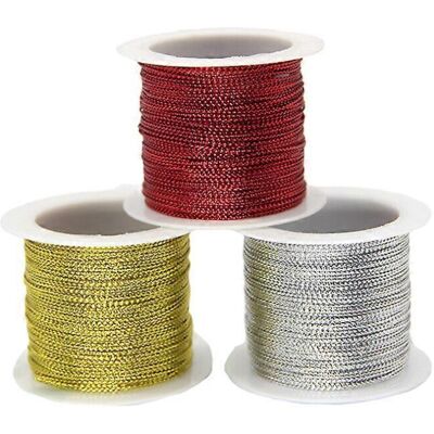 Kricely (As show, One size) 3PCS 20m Tag Cords Rope Glitter Line Gift Wrapping Wire DIY Kricely (As show, One size) 3PCS 20m Tag Cords Rope Glitter Line Gift Wrapping Wire DIY