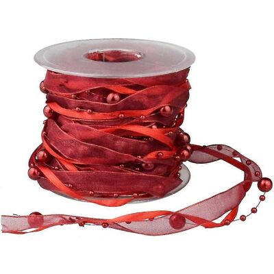 konhill (As show, One size) 3 Strings Beaded Ribbon, Pearl String, Satin Ribbon and Orga konhill (As show, One size) 3 Strings Beaded Ribbon, Pearl String, Satin Ribbon and Orga