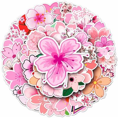 konhill (As show, One size) 50pcs Cherry Blossom Stickers Vinyl Stickers, Suitable For W konhill (As show, One size) 50pcs Cherry Blossom Stickers Vinyl Stickers, Suitable For W