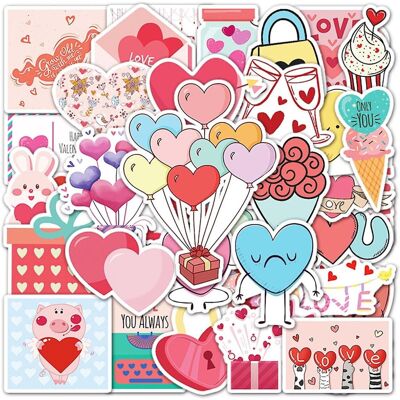 konhill (As show, One size) 50pcs Colorful Heart Valentine Flowers Doodle Stickers Water konhill (As show, One size) 50pcs Colorful Heart Valentine Flowers Doodle Stickers Water