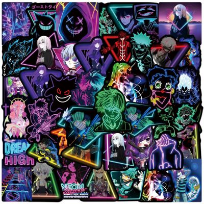 Unbranded (MULTICOLOR) 50Pcs Neon Light Anime Stickers Mix Cartoon DIY Stickers Scrapbooki Unbranded (MULTICOLOR) 50Pcs Neon Light Anime Stickers Mix Cartoon DIY Stickers Scrapbooki