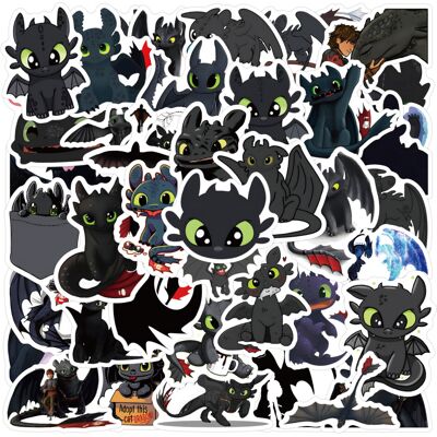 Unbranded (MULTICOLOR) 50PCS Cartoon Toothless Stickers Black Dragon DIY Stickers Scrapboo Unbranded (MULTICOLOR) 50PCS Cartoon Toothless Stickers Black Dragon DIY Stickers Scrapboo