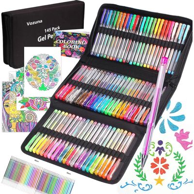 Vozuna 145 Pack Glitter Gel Pens Set 72 Unique Colours & 72 Refills with 1 Colou Vozuna 145 Pack Glitter Gel Pens Set 72 Unique Colours & 72 Refills with 1 Colou