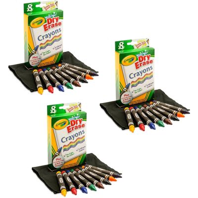 3 Pack of 8 Crayola Dry-Erase Crayons bundled by Maven Gifts 3 Pack of 8 Crayola Dry-Erase Crayons bundled by Maven Gifts