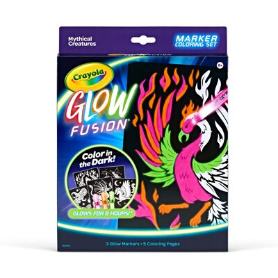 Crayola Glow Fusion Glow in The Dark Coloring Set with Markers Mythical Creatu Crayola Glow Fusion Glow in The Dark Coloring Set with Markers Mythical Creatu