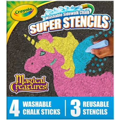 Crayola Super Stencils Magical Creatures Set (3ct) Large Sidewalk Chalk for Kid Crayola Super Stencils Magical Creatures Set (3ct) Large Sidewalk Chalk for Kid
