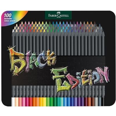 Faber Castell Black Edition Colour Pencils, Tin of 100 Faber Castell Black Edition Colour Pencils, Tin of 100